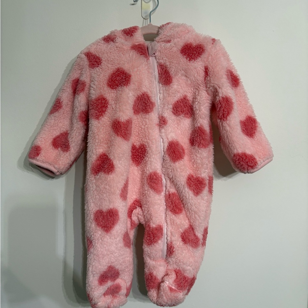 Adorable Pink Heart Kids Footie
